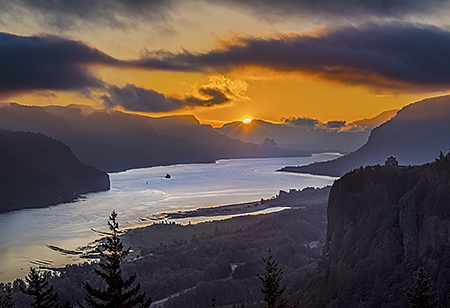 Sunrise Over the Columbia River Gorge, WA & OR